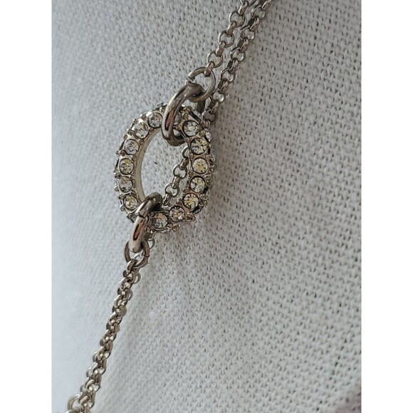 Long Ann Taylor 40" Rhinestone Pave Crystal Necklace VIntage Silver Tone Boho - Picture 6 of 9